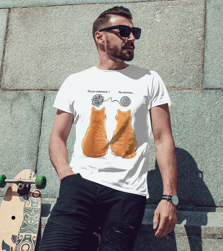 Orange Cats Do You Understand Yes Continue Yarn Tangle T-Shirt