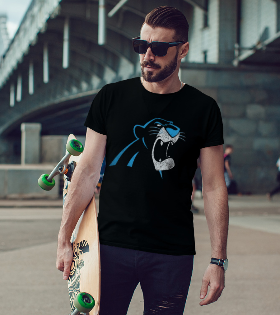 Carolina Panthers Distressed Snarling Panther NFL Team Spirit T-Shirt