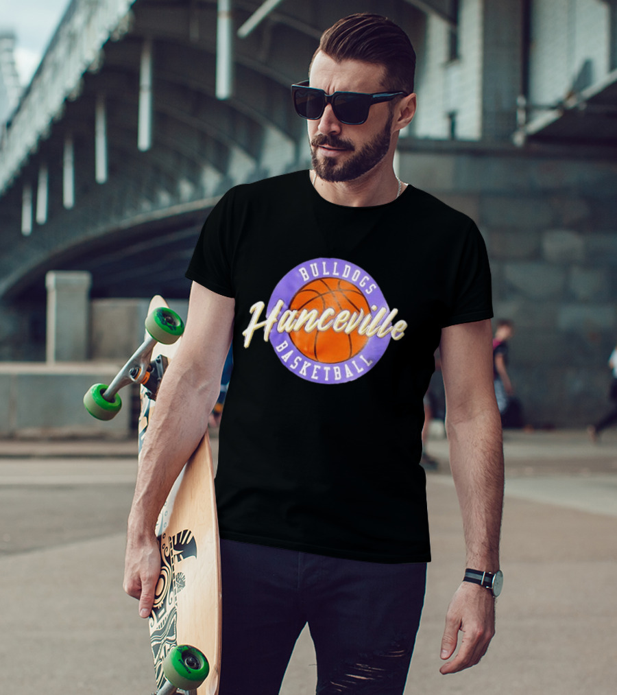 Hanceville Bulldogs Basketball Purple Circle Orange Ball T-Shirt