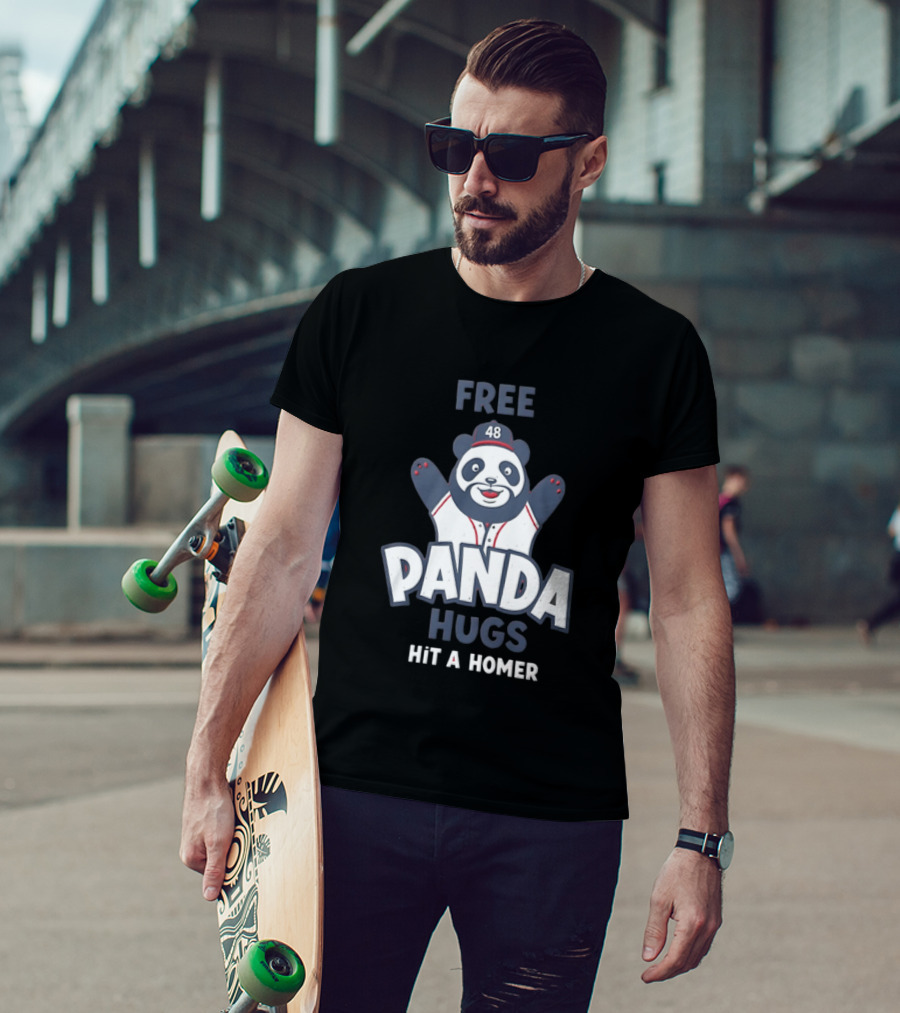 Free Panda Hugs Hit A Homer Baseball Number 48 T-Shirt