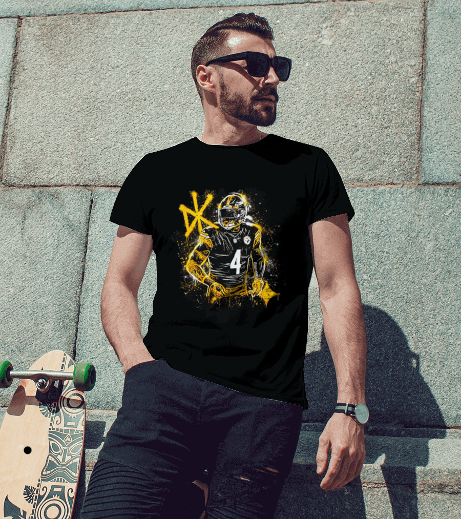 Pittsburgh Steelers Number 4 Player Graffiti T-Shirt