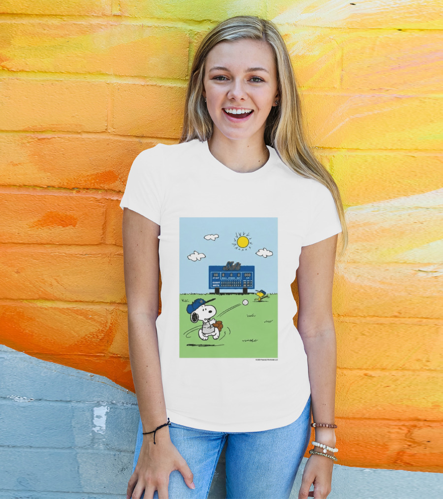 2026 Mets Snoopy Woodstock Baseball Game Scoreboard T-Shirt