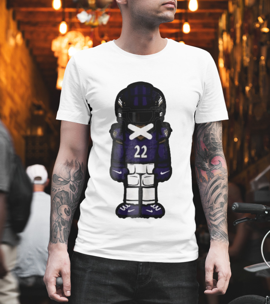 Baltimore Ravens Number 22 Cartoon Character Purple Uniform Football Player T-Shirt