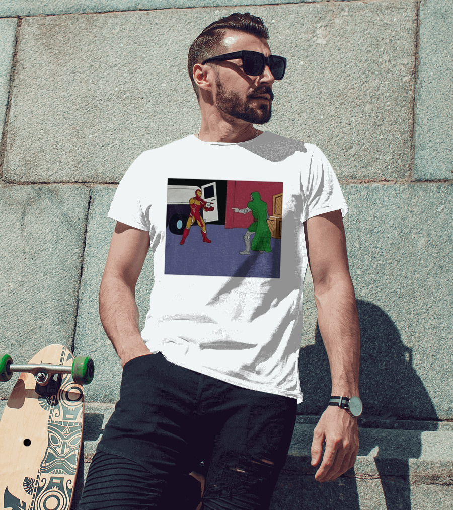 Doctor Doom Vs Ironman Pointing Meme Standoff T-Shirt