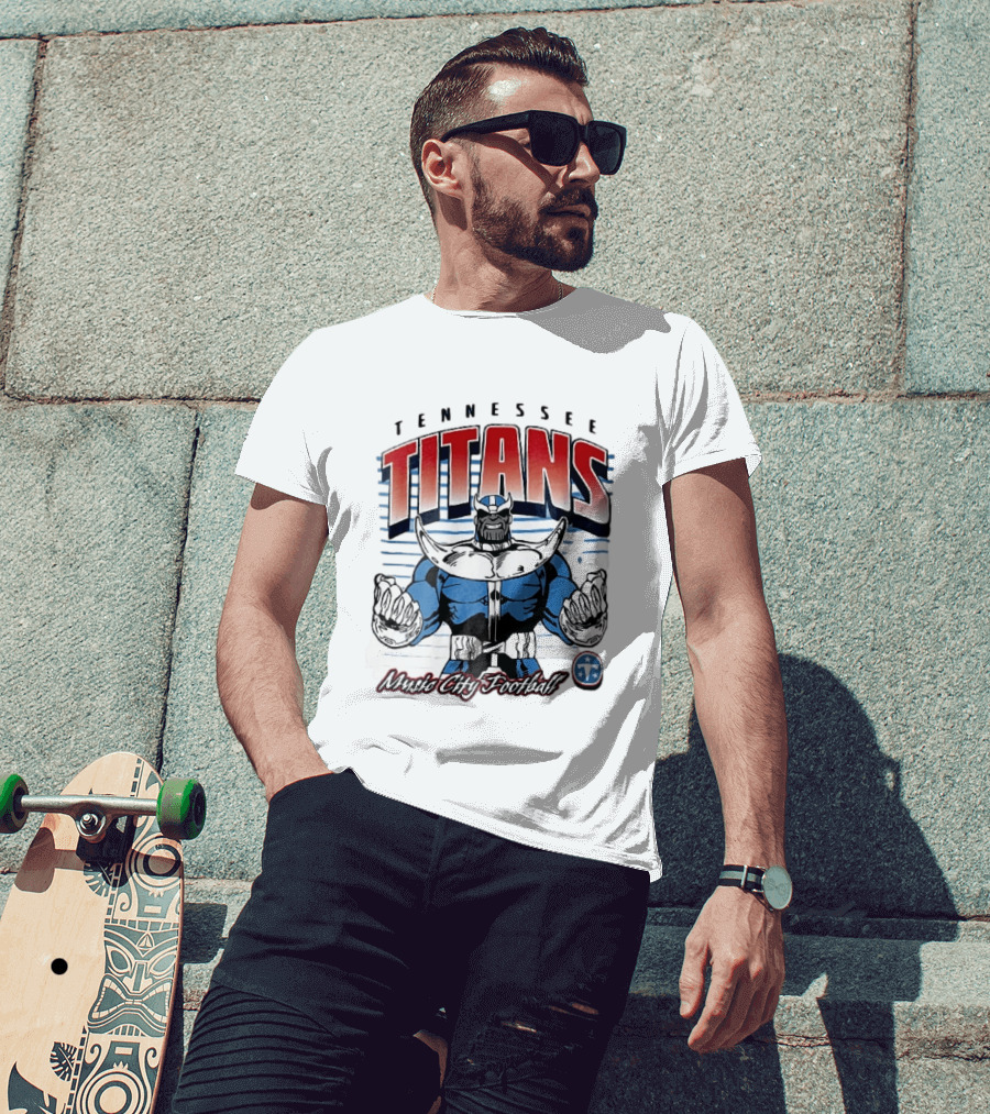 Tennessee Titans Music City Football Cartoon Comic Armor T-Shirt