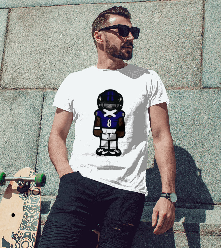 Lamar Jackson Baltimore Ravens Chibi Football 2026 Ravens Jersey Number 8 T-Shirt