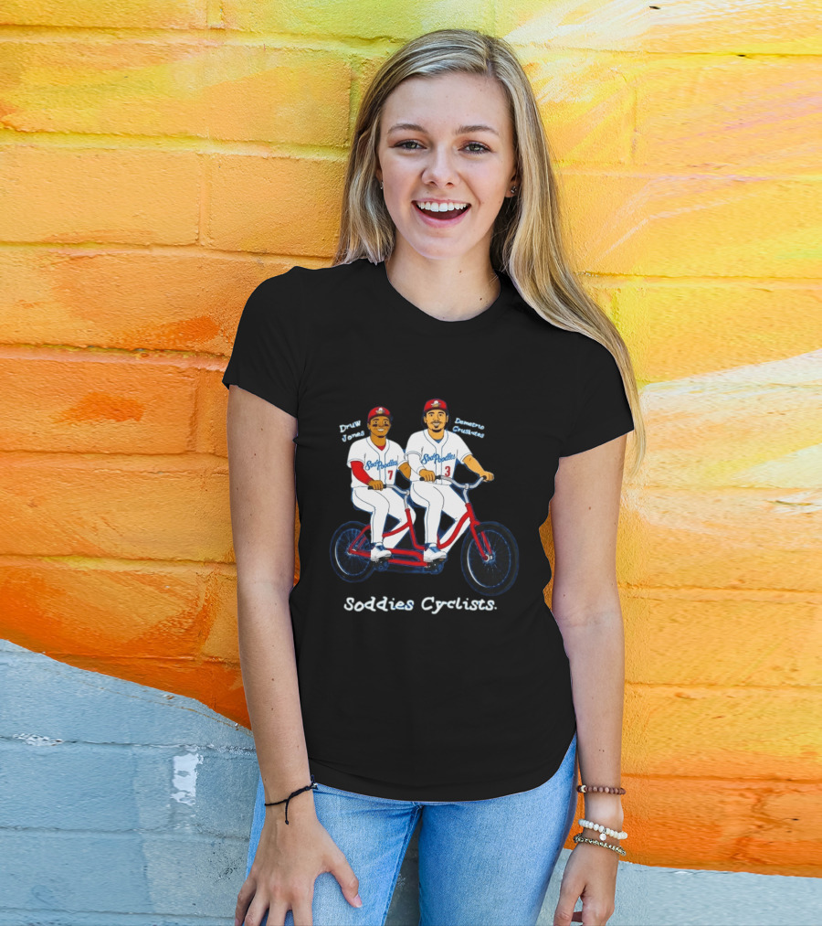 Soddies Cyclists Drew Jones Demelio Crisantes Amarillo Sod Poodles Tandem Bike T-Shirt