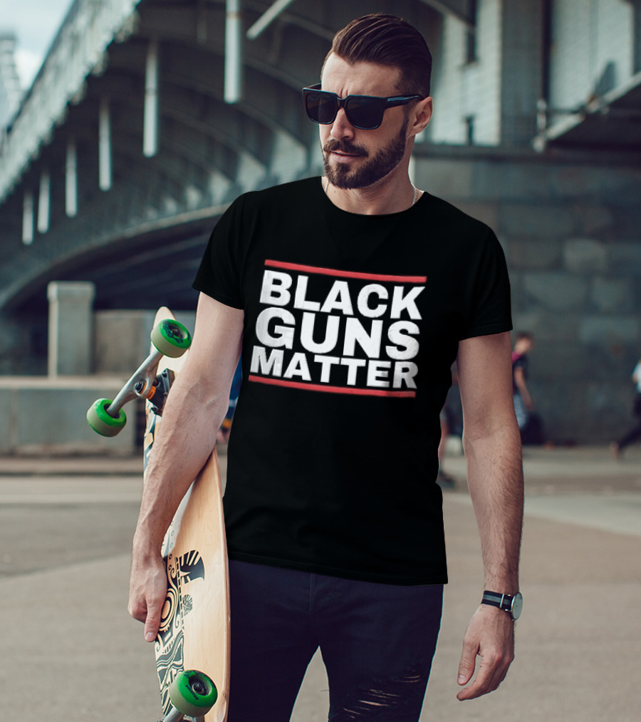 Black Guns Matter Red Horizontal Bars T-Shirt