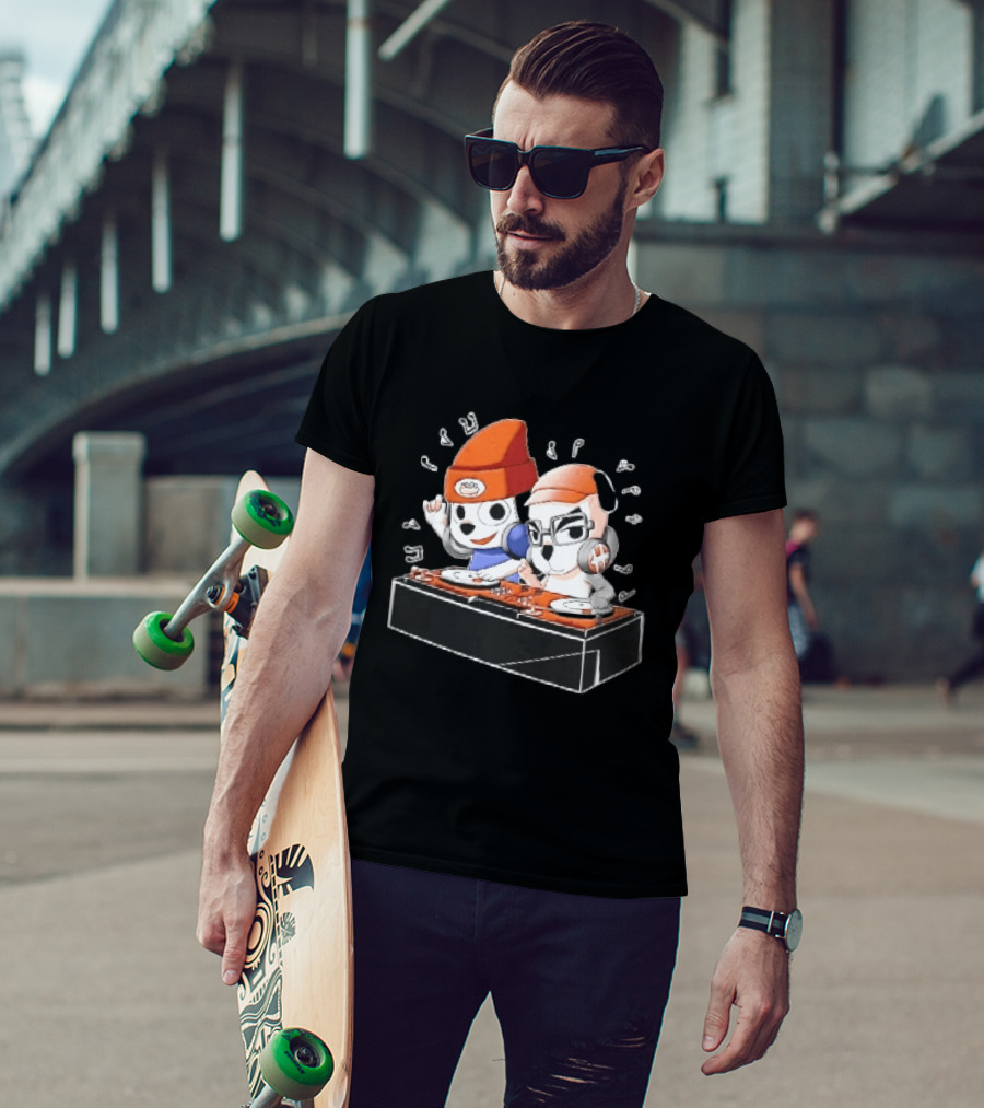 Parappa The Rapper DJ KK Animal Crossing Turntables Music Notes Collaboration T-Shirt