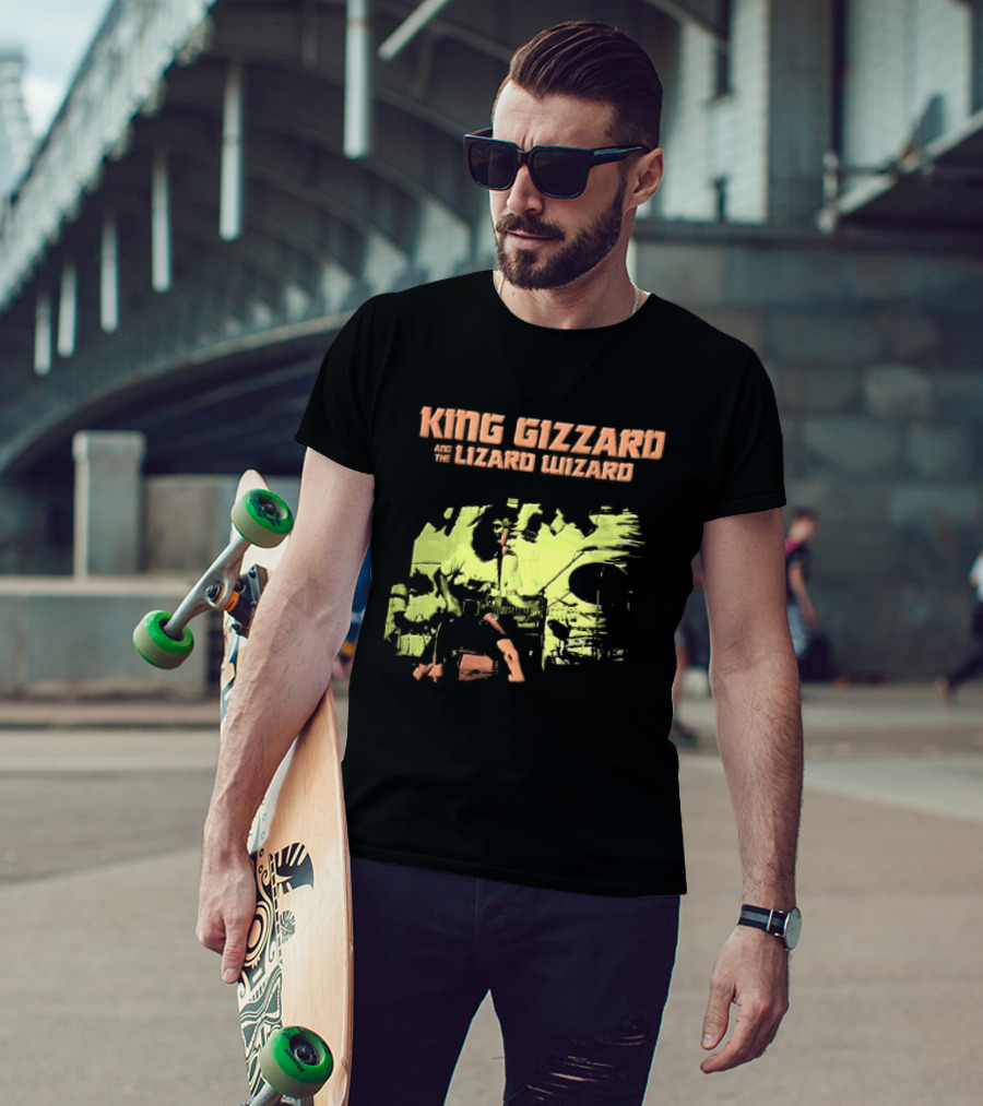 King Gizzard And The Lizard Wizard Live Stage Performance Green Yellow Abstract T-Shirt