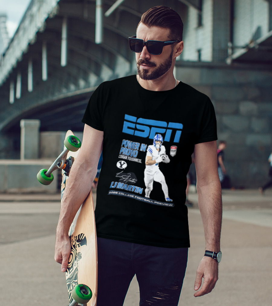 ESPN Power In Provo BYU Football LJ Martin 2026 College Football Preview T-Shirt