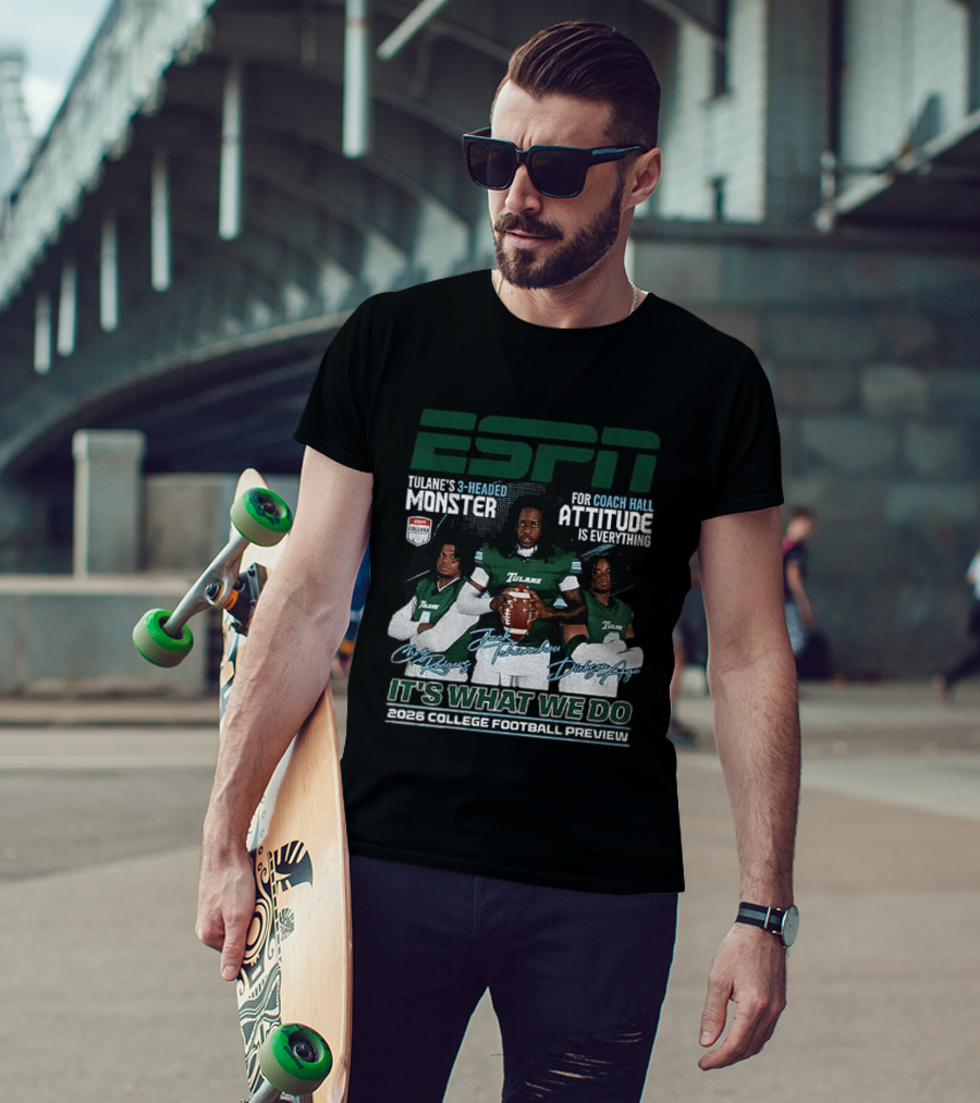 ESPN Tulane's 3 Headed Monster Chris Rodgers Jack Tehienchou Dickson Agu College Football Preview T-Shirt