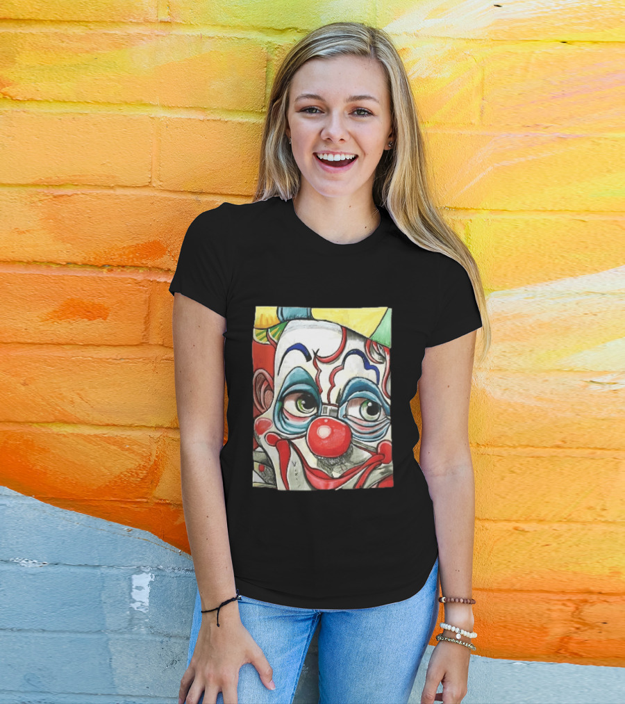 Viktor Clown With Red Nose And Green Eyes Caricature Painting T-Shirt