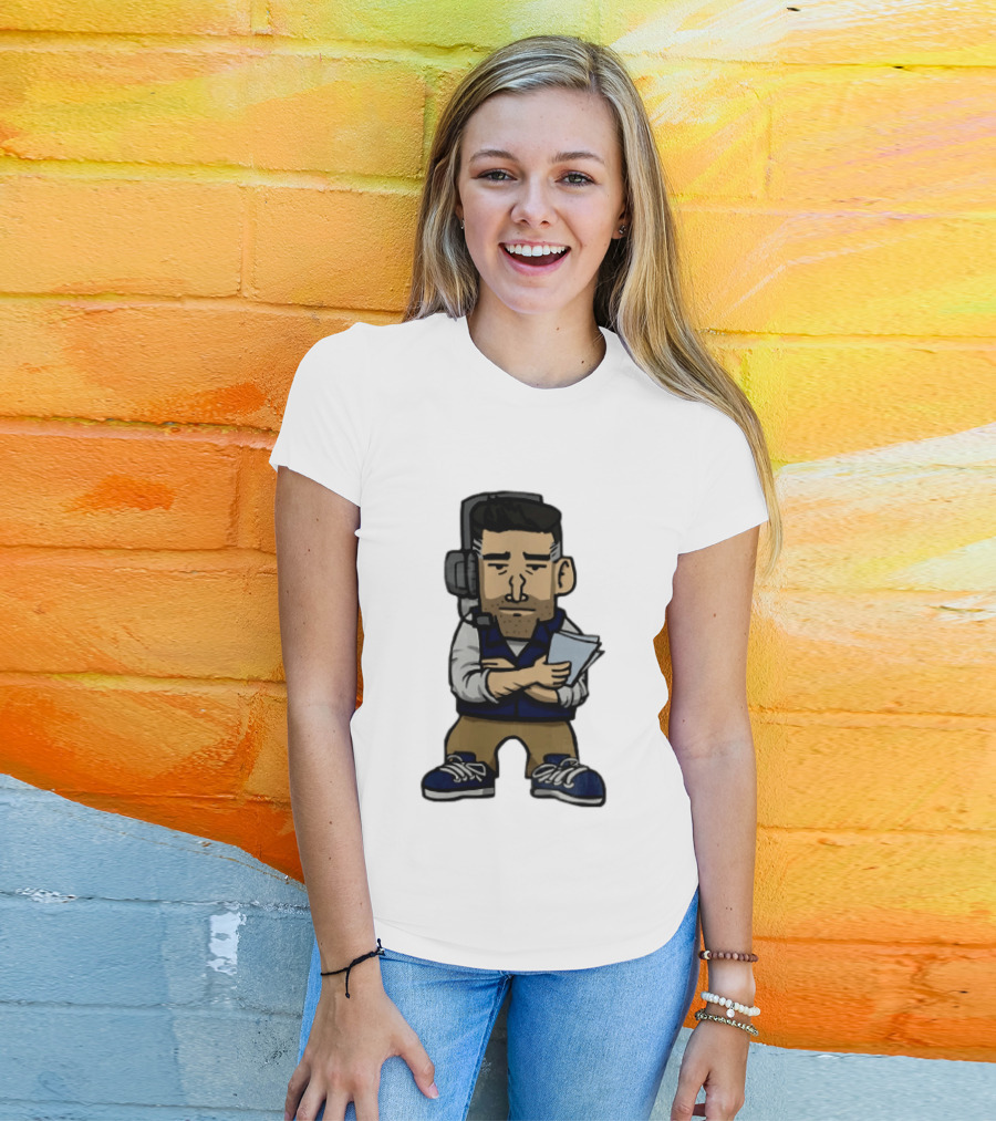 Bill Belichick Headset New England Patriots Coach Caricature T-Shirt