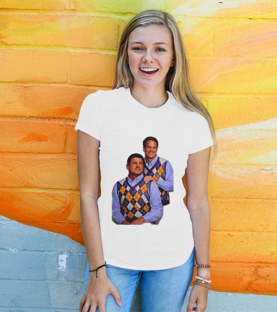 LSU Tigers Ed Orgeron Vs Kim Mulkey Argyle Sweater Coaches T-Shirt