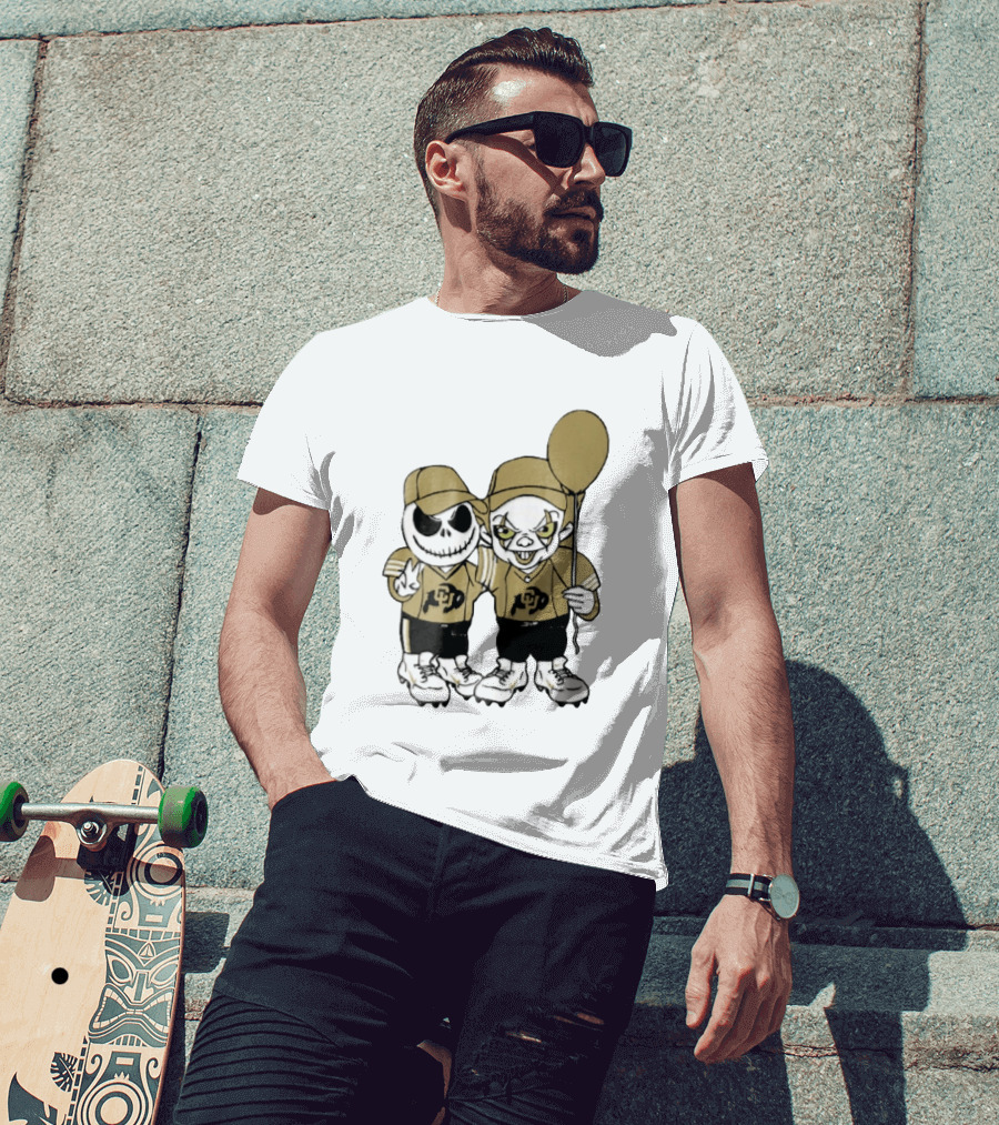 Colorado Buffaloes NCAA Jack Skellington Clown With Balloon Football T-Shirt