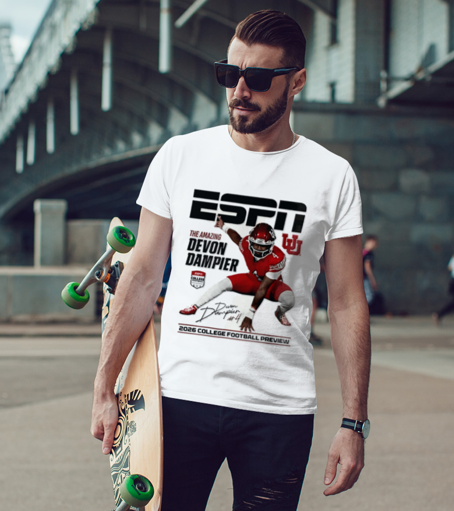 ESPN College Football 2026 Preview Devon Dampier Utah Utes T-Shirt