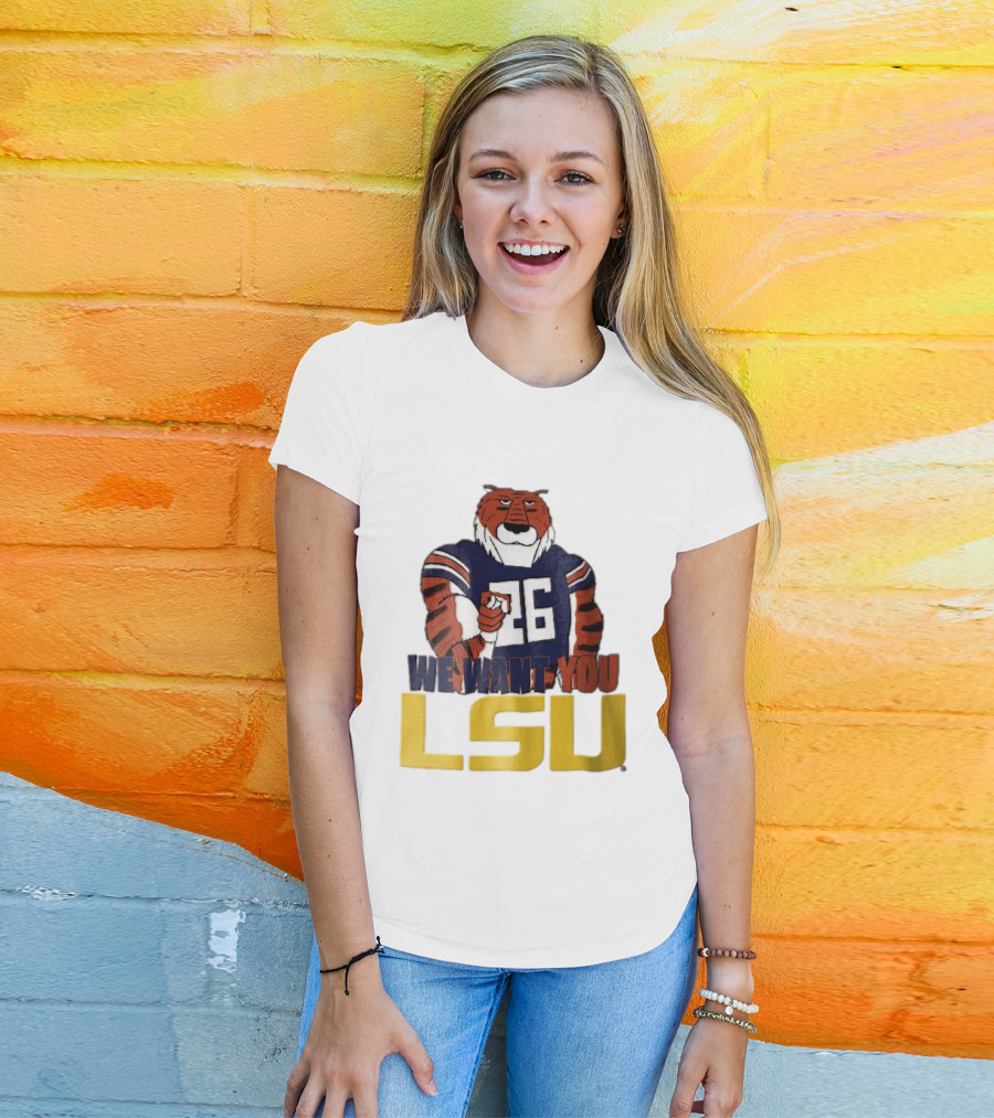 LSU Tigers We Want You Number 26 Mascot Pointing T-Shirt