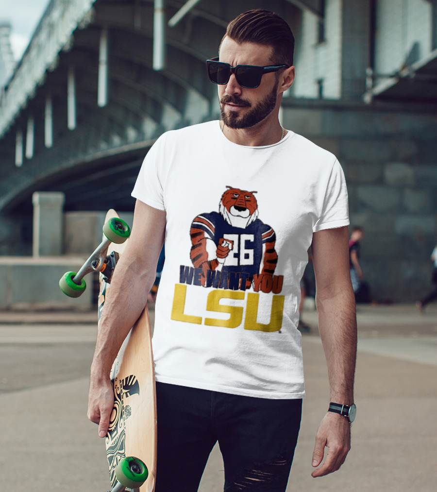 LSU Tigers We Want You Number 26 Mascot Pointing T-Shirt