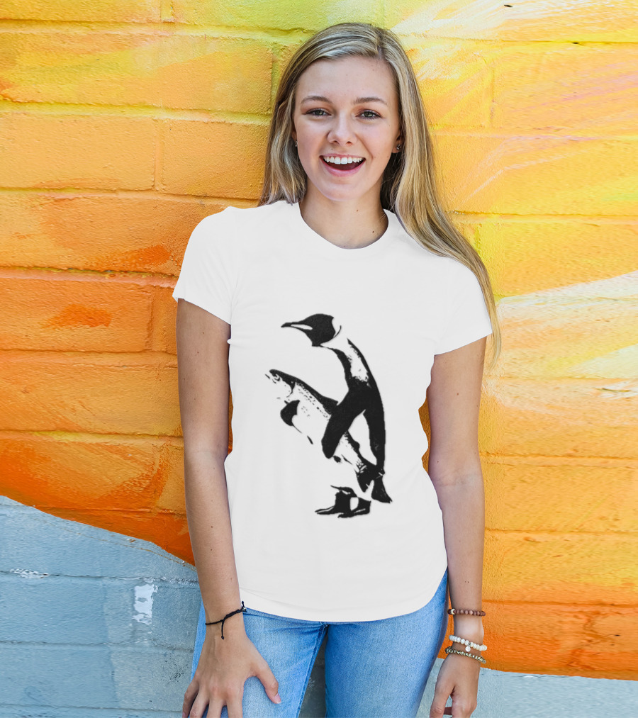 Penguin Holding A Fish T-Shirt