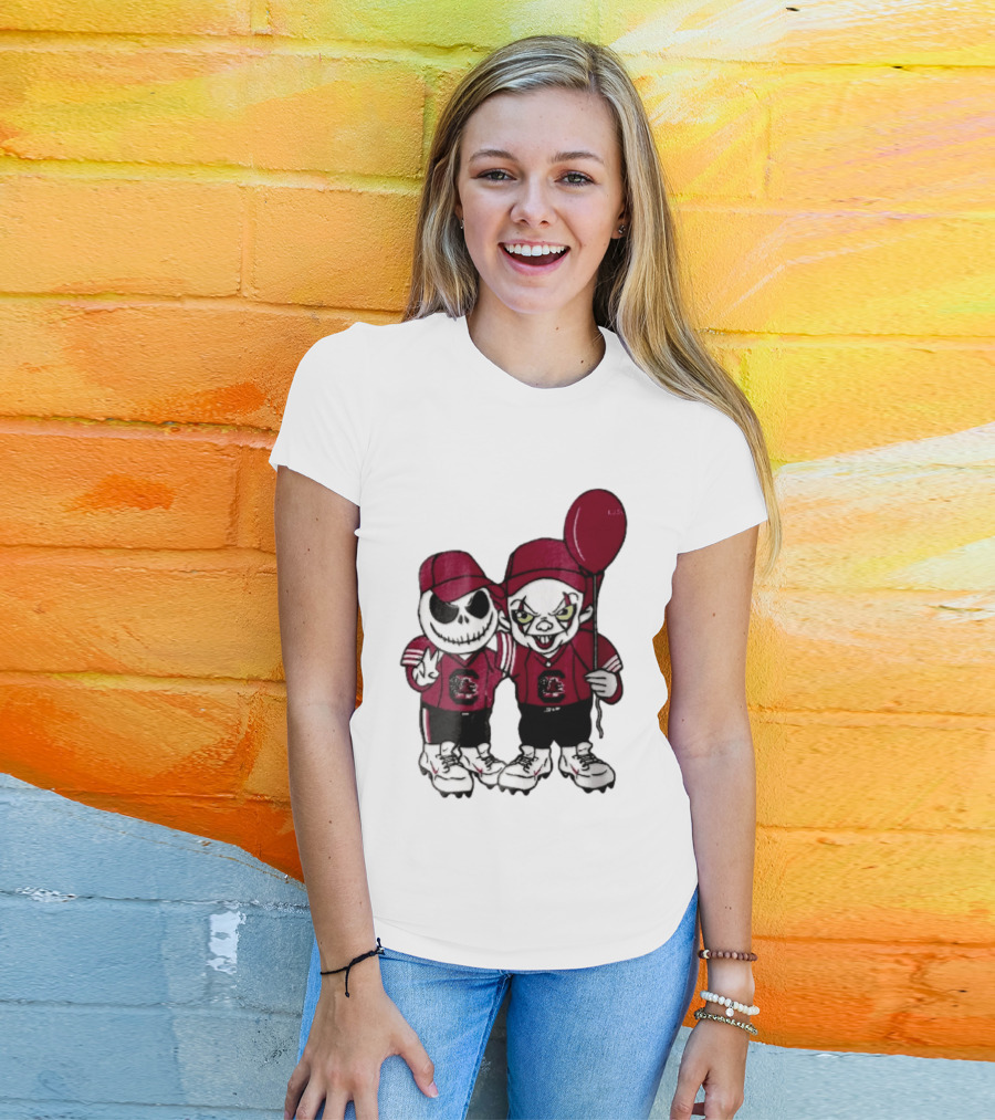 South Carolina Gamecocks NCAA Jack Skellington Pennywise Red Balloon Cartoon T-Shirt
