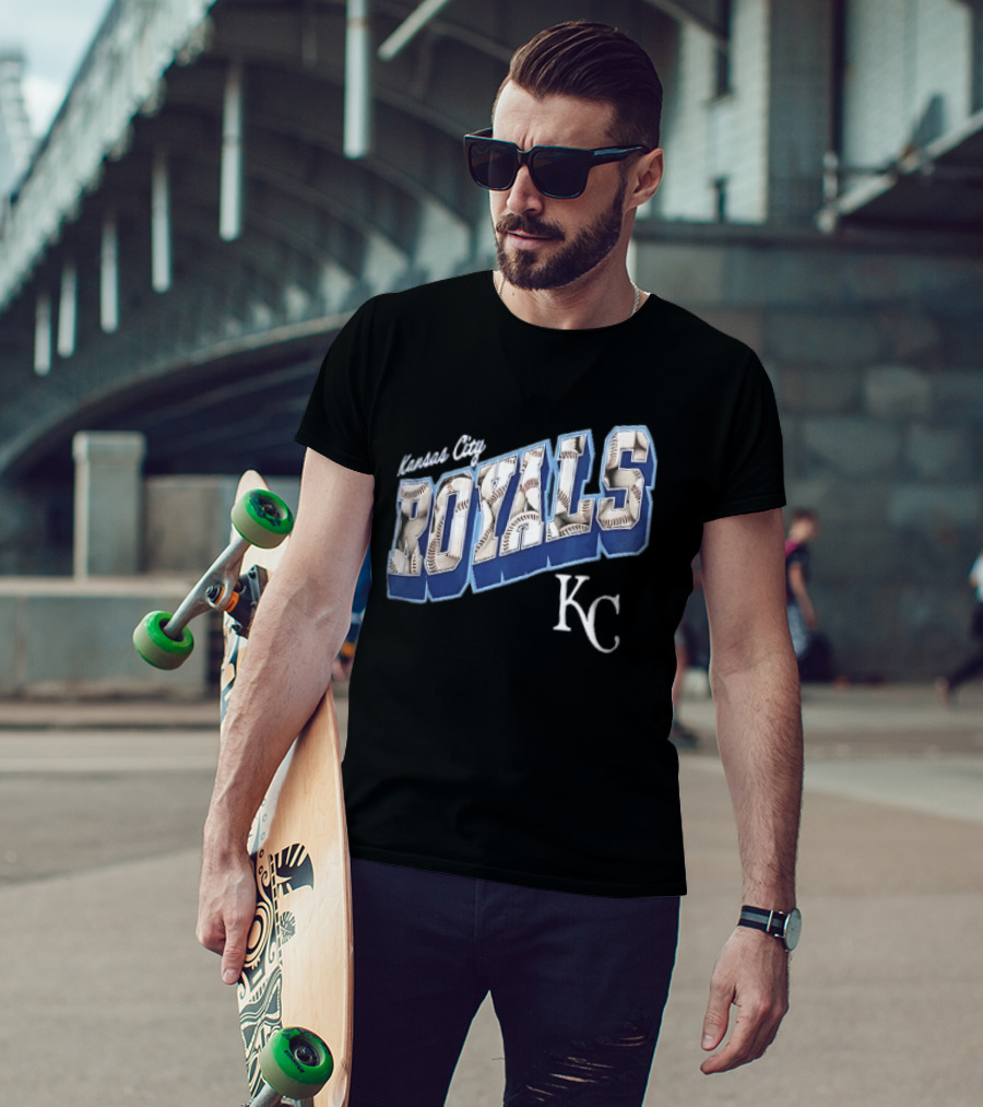 Kansas City Royals Baseball 3D Block KC T-Shirt