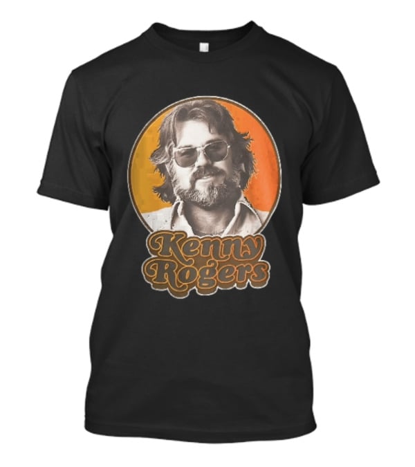 Kenny Rogers Retro Sunglasses Beard 70s Style Orange T-Shirt