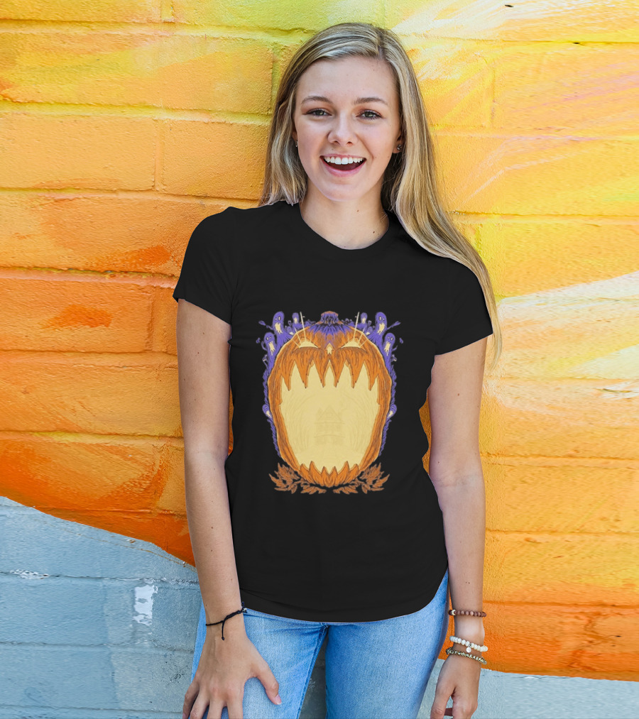 Pumpkin Ghost Haunted House Halloween Spooky Jack O' Lantern T-Shirt
