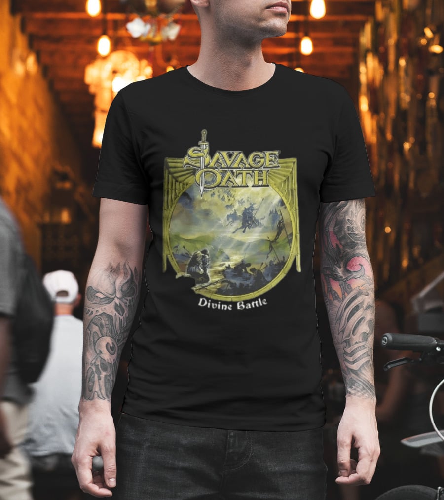 Savage Oath Divine Battle Ghostly Cavalry And Wounded Kneeling Knight T-Shirt
