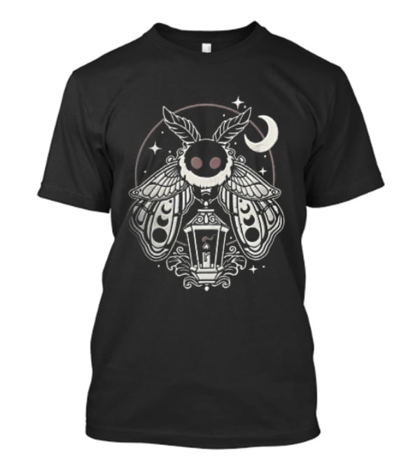 Mothman Red Eyes Candle Lantern Crescent Moon Stars T-Shirt