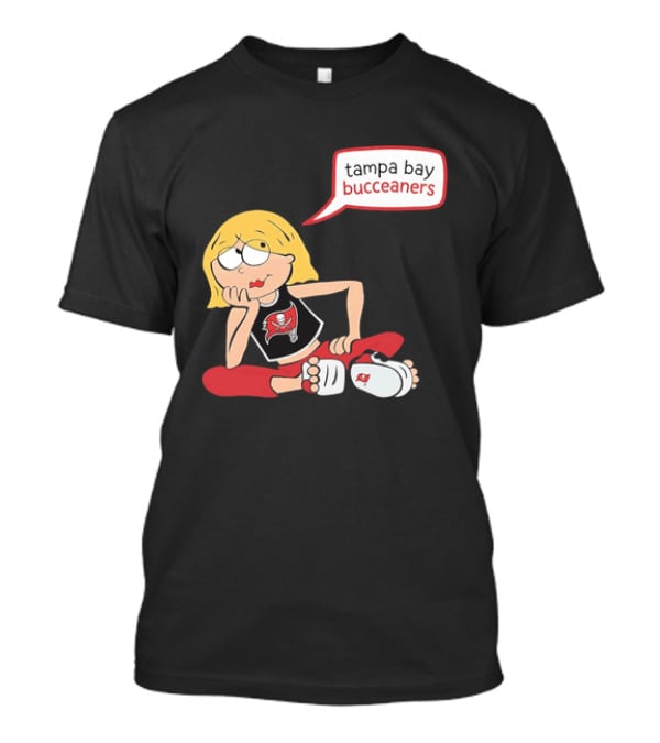 Tampa Bay Buccaneers Cartoon Blonde Girl Speech Bubble Red Pants T-Shirt