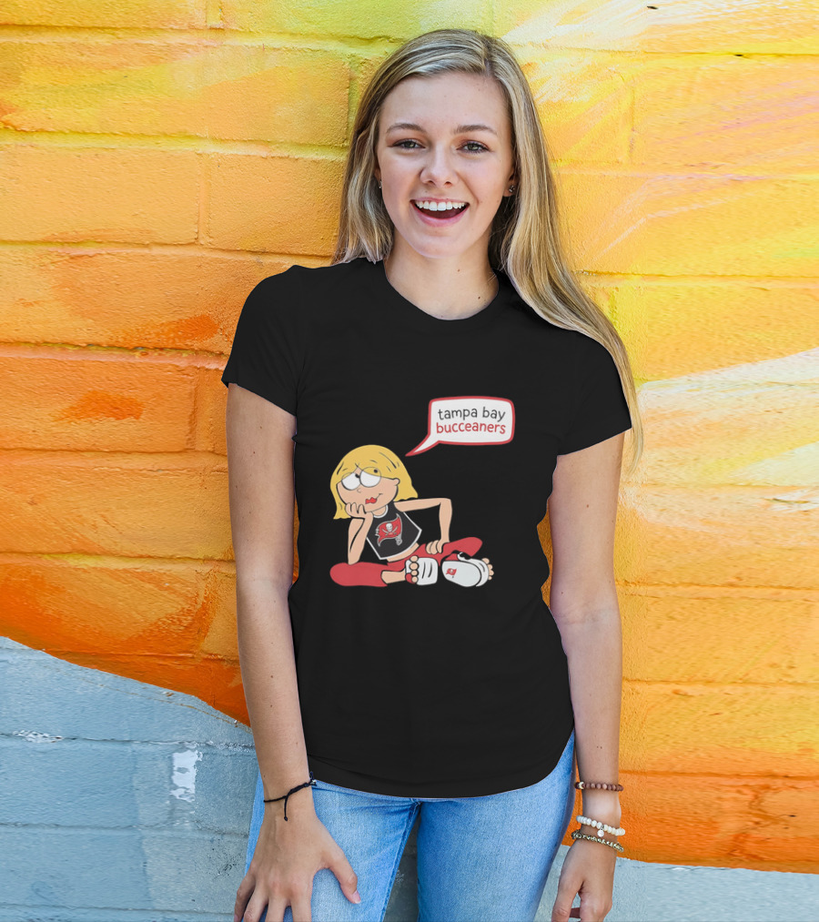 Tampa Bay Buccaneers Cartoon Blonde Girl Speech Bubble Red Pants T-Shirt