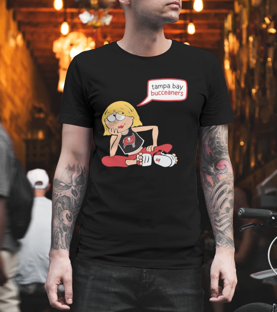 Tampa Bay Buccaneers Cartoon Blonde Girl Speech Bubble Red Pants T-Shirt