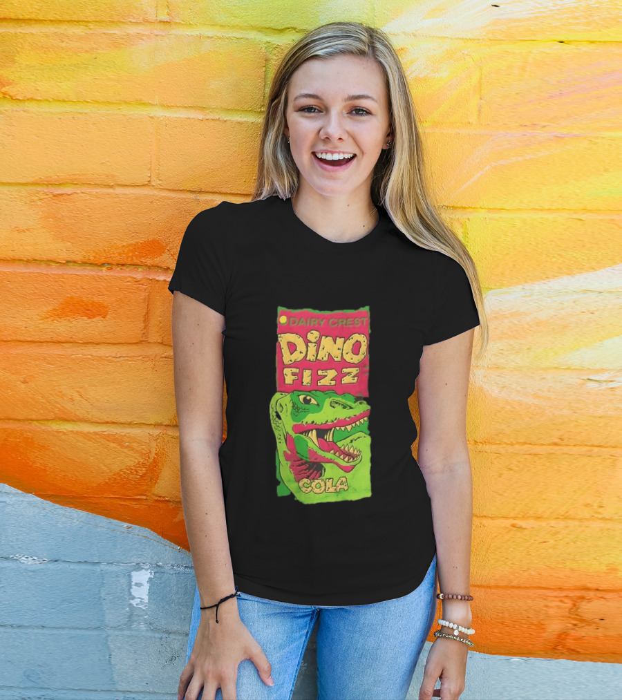 Dairy Crest Dino Fizz Cola Green Dinosaur Open Mouth Red T-Shirt