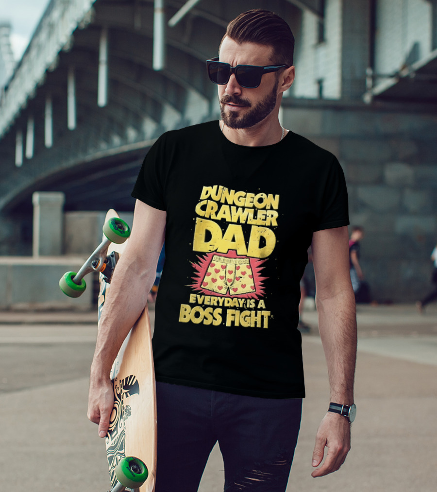 Dungeon Crawler Dad Everyday Is A Boss Fight Heart Boxer Shorts Spiky Starburst T-Shirt