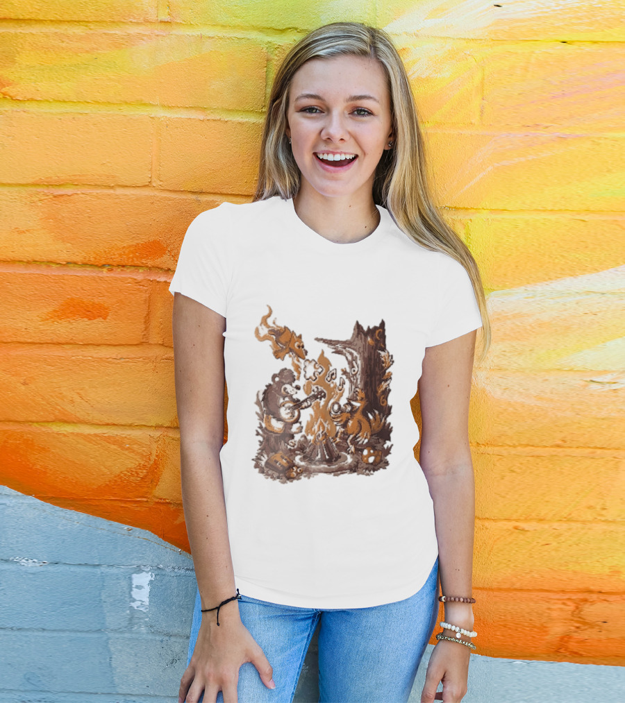 Banjo Kazooie Bear And Bird Music Campfire Jiggy Pixel T-Shirt