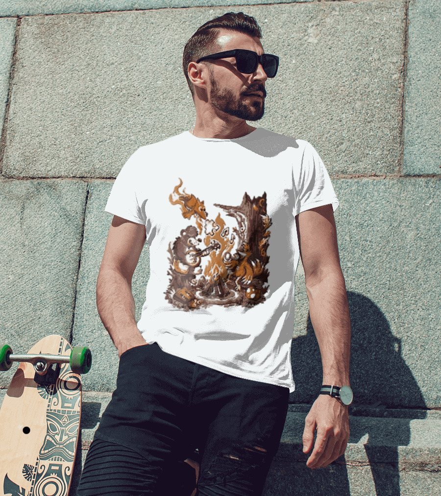 Banjo Kazooie Bear And Bird Music Campfire Jiggy Pixel T-Shirt