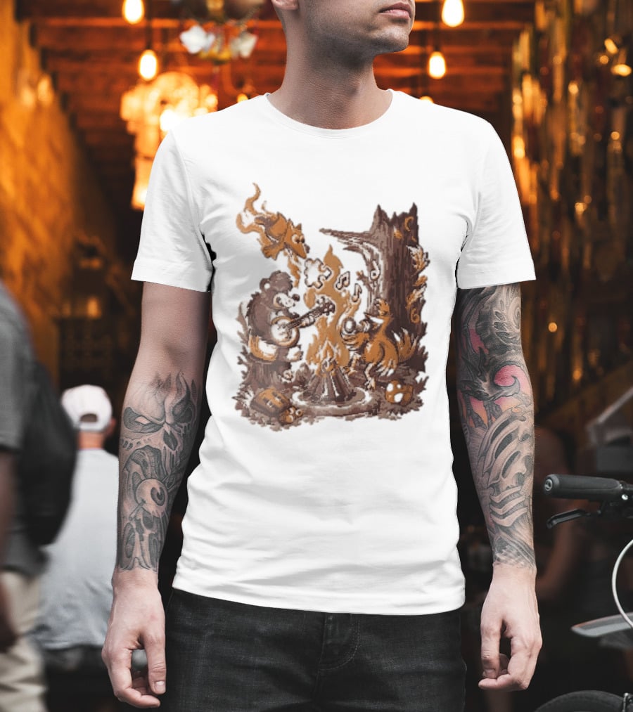 Banjo Kazooie Bear And Bird Music Campfire Jiggy Pixel T-Shirt