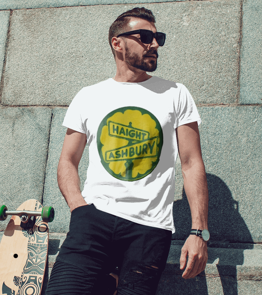 Haight Ashbury Street Sign Yellow Flower T-Shirt