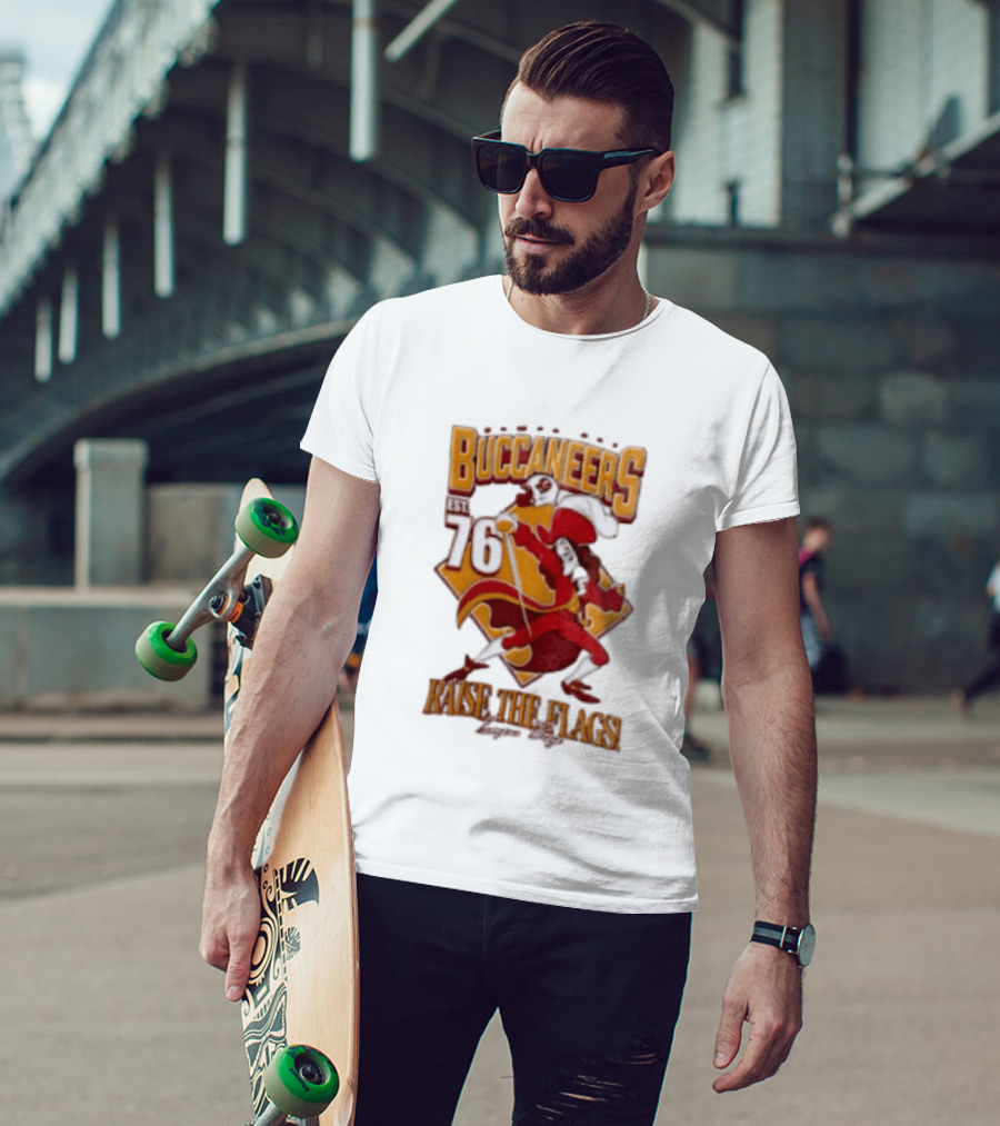Buccaneers EST 76 Captain Hook Raise The Flags T-Shirt