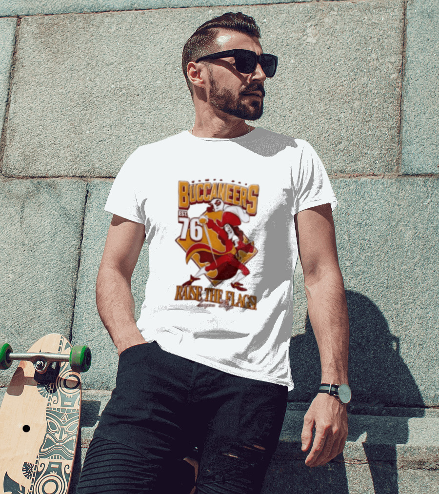 Buccaneers EST 76 Captain Hook Raise The Flags T-Shirt