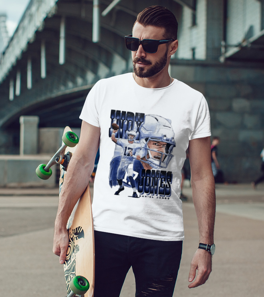 Indy Jones Football Quarterback Throwing Action Close Up Helmet T-Shirt