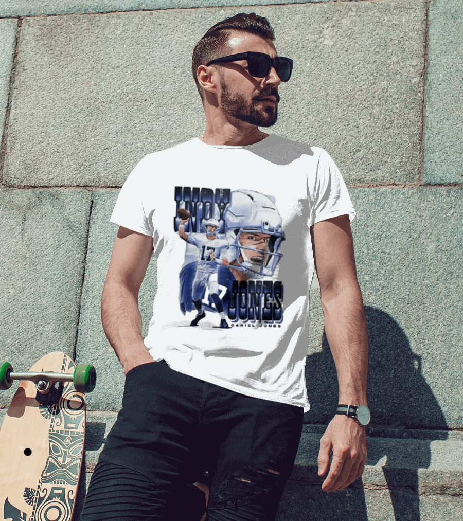 Indy Jones Football Quarterback Throwing Action Close Up Helmet T-Shirt