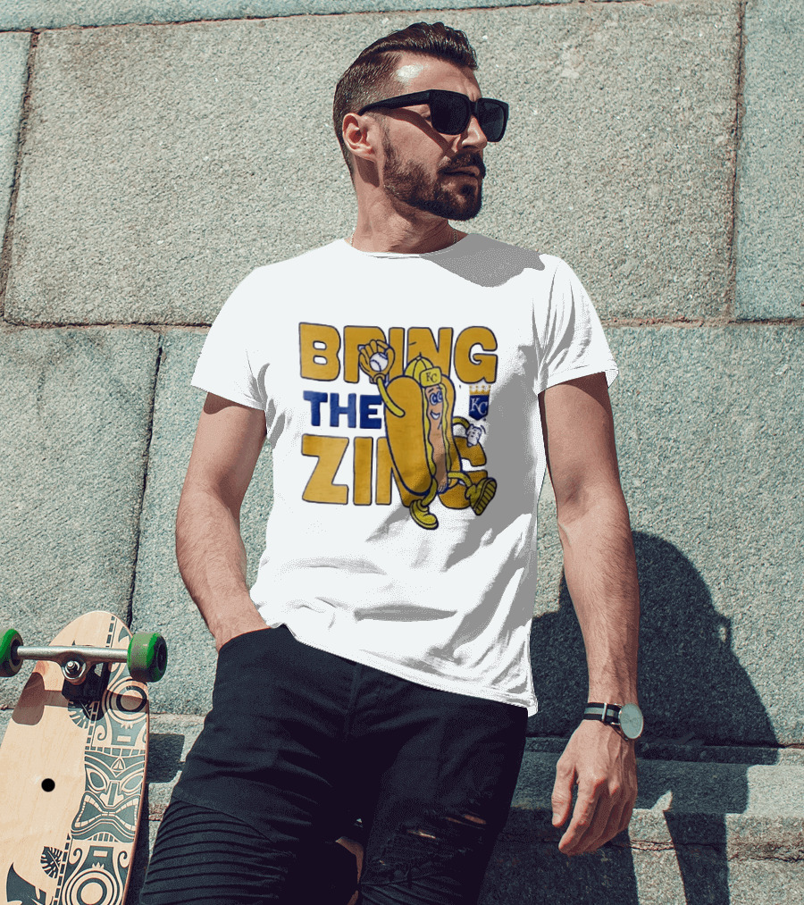 Kansas City Royals Bring The Zing Cartoon Hot Dog KC Baseball Glove T-Shirt