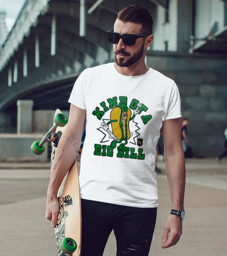Kansas City Royals MLB Kinda Of A Big Dill Cartoon Pickle Hot Dog KC T-Shirt