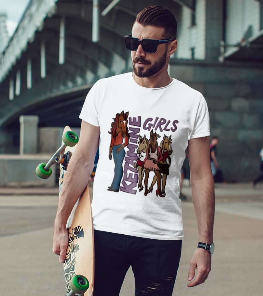 Ketamine Girls Cartoon Anthropomorphic Female Horses Fashion Outfits T-Shirt