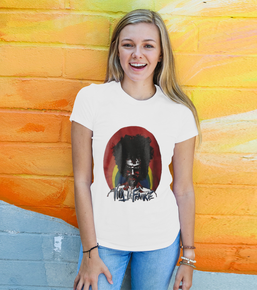 Viva LA Frankie Afro Man Glasses Rainbow Oval T-Shirt