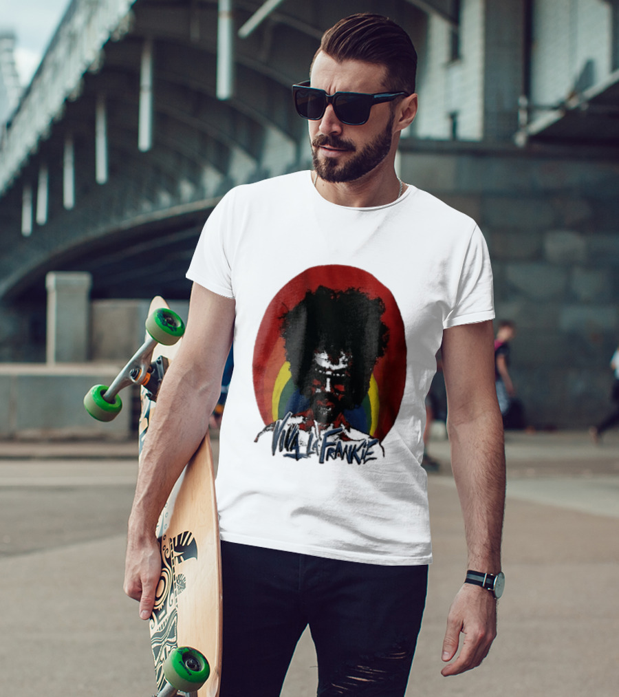 Viva LA Frankie Afro Man Glasses Rainbow Oval T-Shirt
