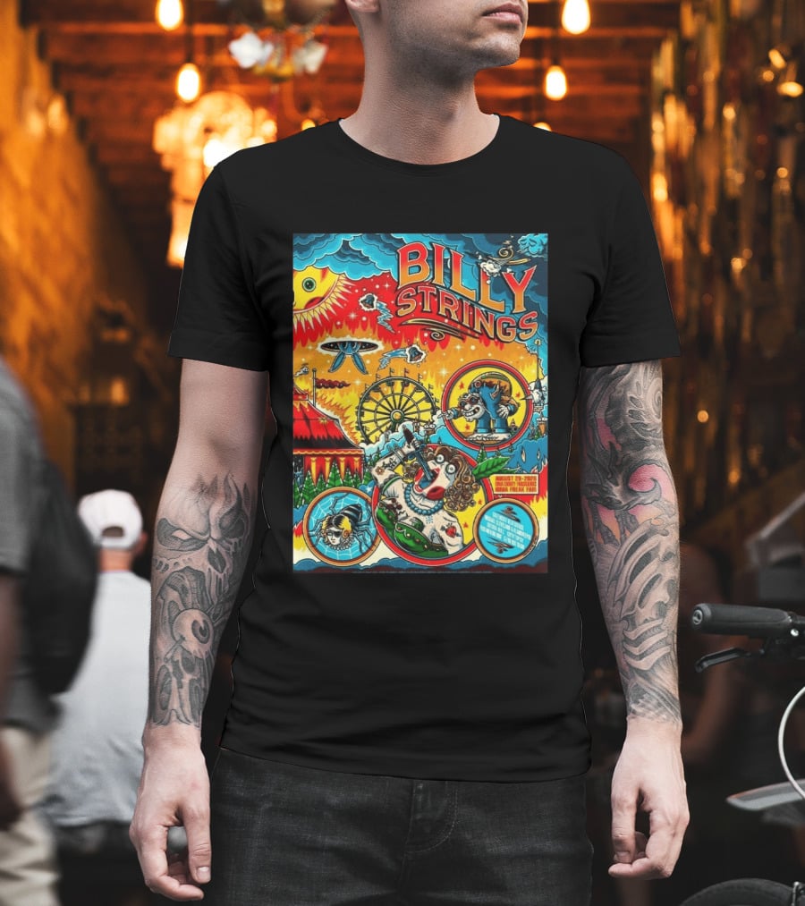 Billy Strings Ionia Freak Fair 2026 Night 2 Ionia MI August 29 UFO Carnival Extravaganza Ferris Wheel T-Shirt