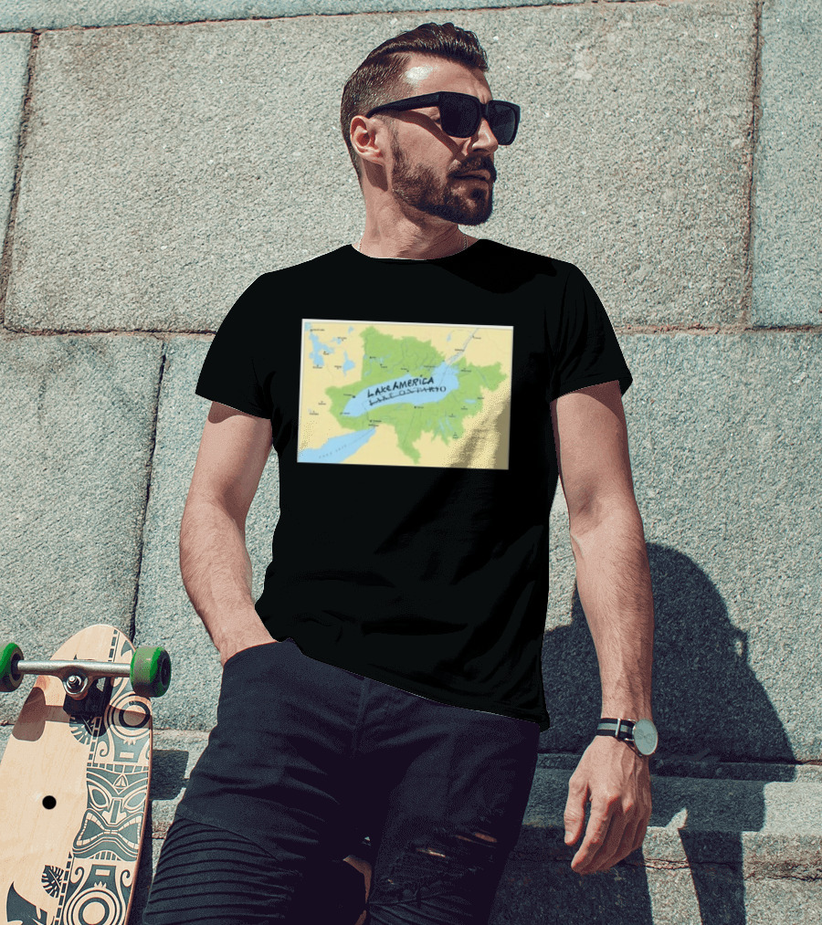 Lake Ontario Map Lake America Fun Geography Twist T-Shirt